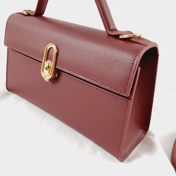 HCC X Melodie Cecile Deep Maroon Red Top Handle Shoulder Bag  Leather w/Dust Bag - Picture 10 of 16